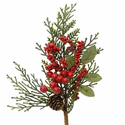 Branche de sapin et baies (26 cm) Aspen Rouge