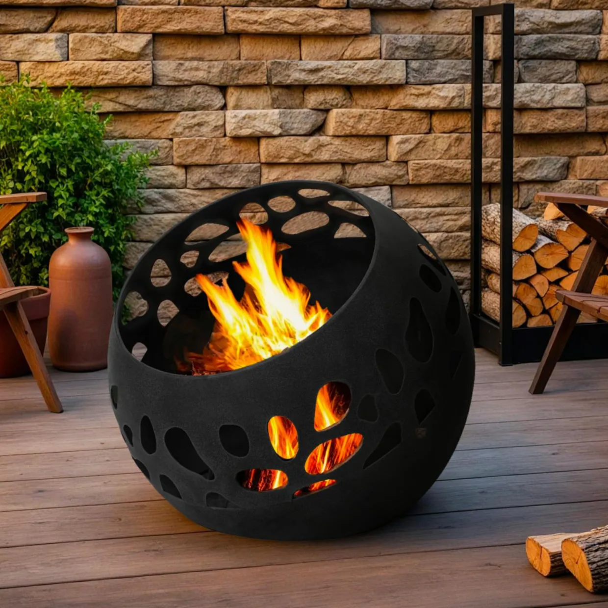 Braséro d'extérieur rond (D50 x H45 cm) Pyra Noir