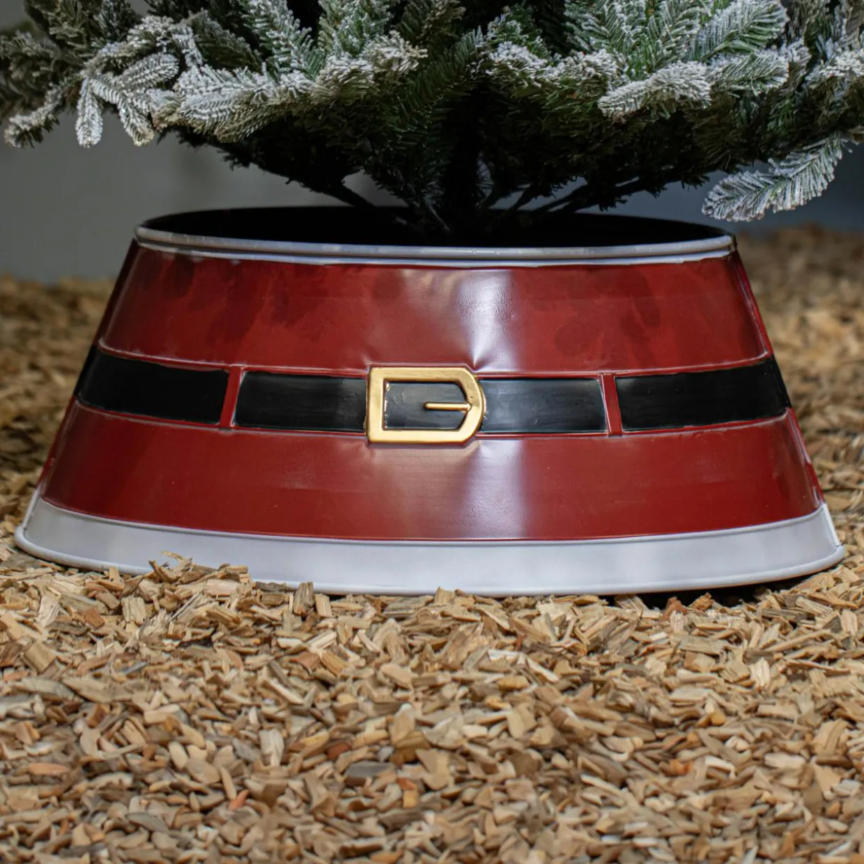 Cache pied de sapin en métal (D70 cm) Ceinture du Père Noël