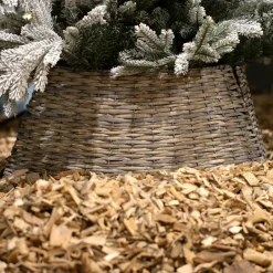 Cache pied de sapin en osier (D70 cm) Saule tressé Gris vieilli