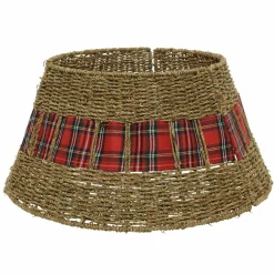 Cache pied de sapin en osier (D57 cm) Tartan écossais