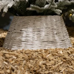 Cache pied de sapin en osier (D70 cm) Saule tressé Blanc