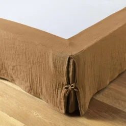 Cache-sommier Gaze de coton (160 x 200 cm) Gaïa Camel