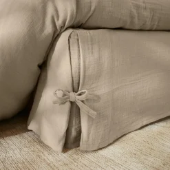 Cache-sommier Gaze de coton (180 x 200 cm) Gaïa Ficelle