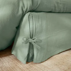 Cache-sommier Gaze de coton (160 x 200 cm) Gaïa Vert eucalyptus