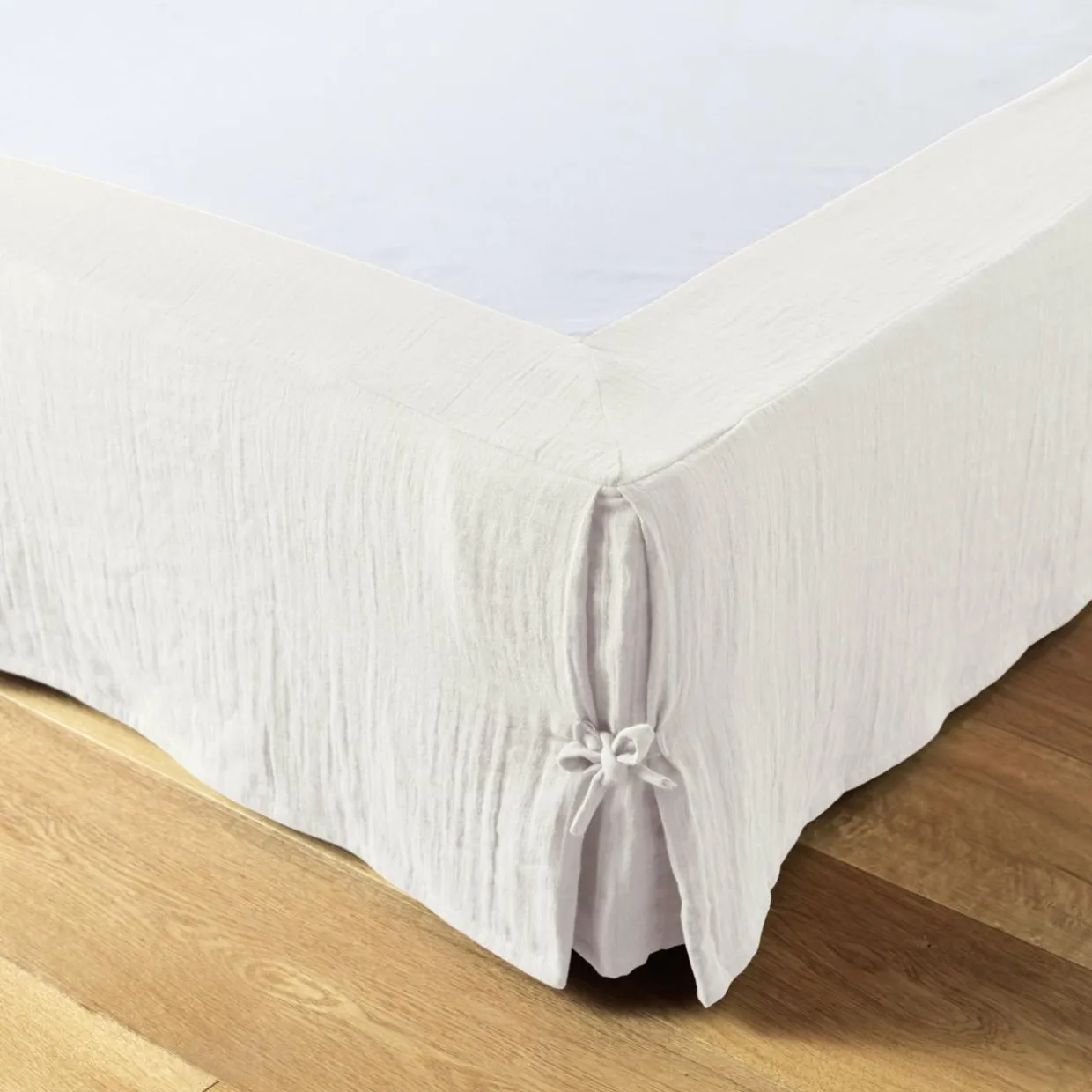 Cache-sommier Gaze de coton (140 x 190 cm) Gaïa Blanc chantilly