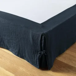 Cache-sommier Gaze de coton (160 x 200 cm) Gaïa Bleu nuit