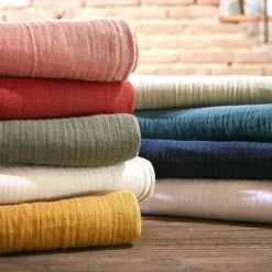 Cache-sommier Gaze de coton (140 x 190 cm) Gaïa Vert eucalyptus