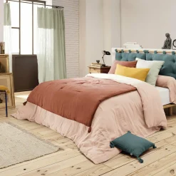 Cache-sommier Gaze de coton (160 x 200 cm) Gaïa Rose poudré