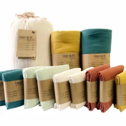 Cache-sommier Gaze de coton (160 x 200 cm) Gaïa Rose poudré