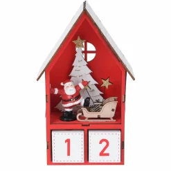 Calendrier de l'Avent lumineux Maison du Père Noël Rouge
