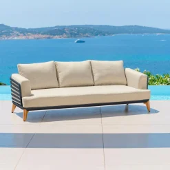 Canapé de jardin en aluminium 3 places Monte Carlo Gris anthracite et beige