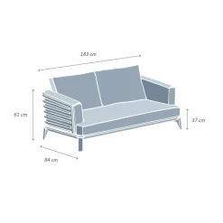 Canapé de jardin en aluminium 2 places Monte Carlo Gris anthracite et beige
