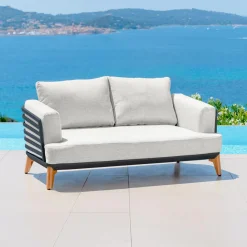 Canapé de jardin en aluminium 2 places Monte Carlo Gris anthracite et gris clair