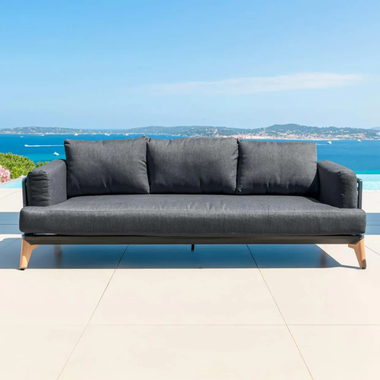 Canapé de jardin en aluminium 3 places Monte Carlo Gris anthracite