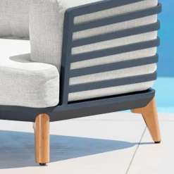 Canapé de jardin en aluminium 3 places Monte Carlo Gris anthracite et gris clair