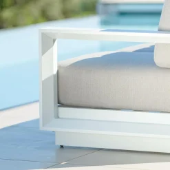 Canapé de jardin en aluminium 3 places Elba Blanc et taupe