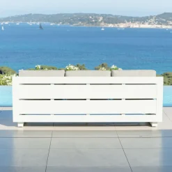 Canapé de jardin en aluminium 3 places Elba Blanc et taupe