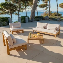 Canapé de jardin en bois d'acacia 3 places Bornéo Sable