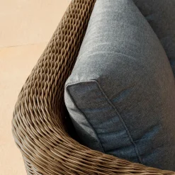 Canapé de jardin en résine tressée 3 places Calvi Sépia et gris foncé