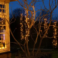 Cascade lumineuse 2 m 480 LED câble noir Effet scintillant Blanc chaud