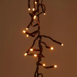 Cascade lumineuse 1 m 600 Micro LED câble noir 6 descentes Blanc chaud