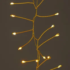 Cascade lumineuse 1 m 600 Micro LED câble or 6 descentes Blanc chaud et chaud doré