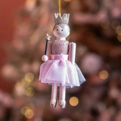 Casse-noisette à suspendre (H12 cm) Fée princesse Rose