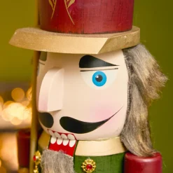 Casse-noisette en bois (H50 cm) Timothé la royauté Vert et bordeaux