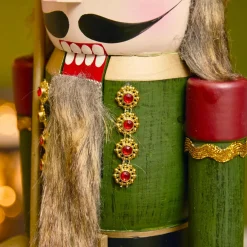 Casse-noisette en bois (H50 cm) Timothé la royauté Vert et bordeaux