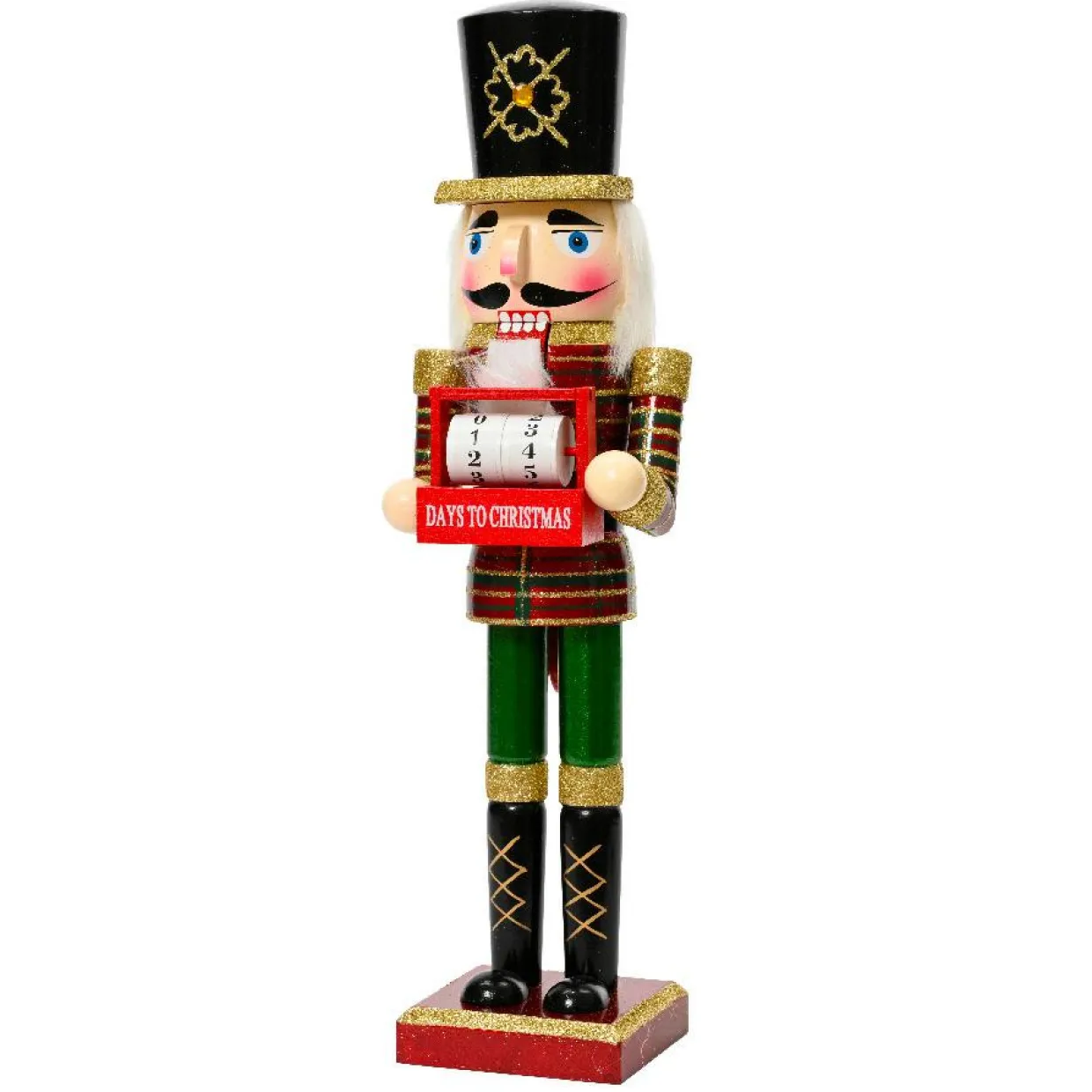 Casse-noisette en bois (H38 cm) Calendrier de l'avent Pailleté