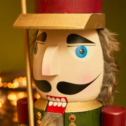 Casse-noisette en bois (H76 cm) Timothé la royauté Vert et bordeaux