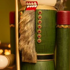 Casse-noisette en bois (H76 cm) Timothé la royauté Vert et bordeaux