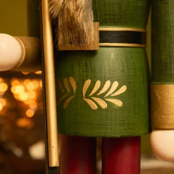 Casse-noisette en bois (H76 cm) Timothé la royauté Vert et bordeaux