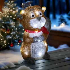 Castor lumineux solaire 18 LED (H27 cm) Nector Blanc froid