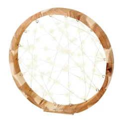 Cercle lumineux à piles 97 LED (D32 cm) Astre en bois Blanc chaud