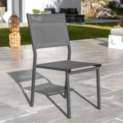 Chaise de jardin aluminium empilable Murano Gris anthracite