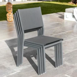Chaise de jardin aluminium empilable Murano Gris anthracite