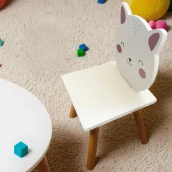 Chaise enfant bois (H46 cm) Chaton Blanc