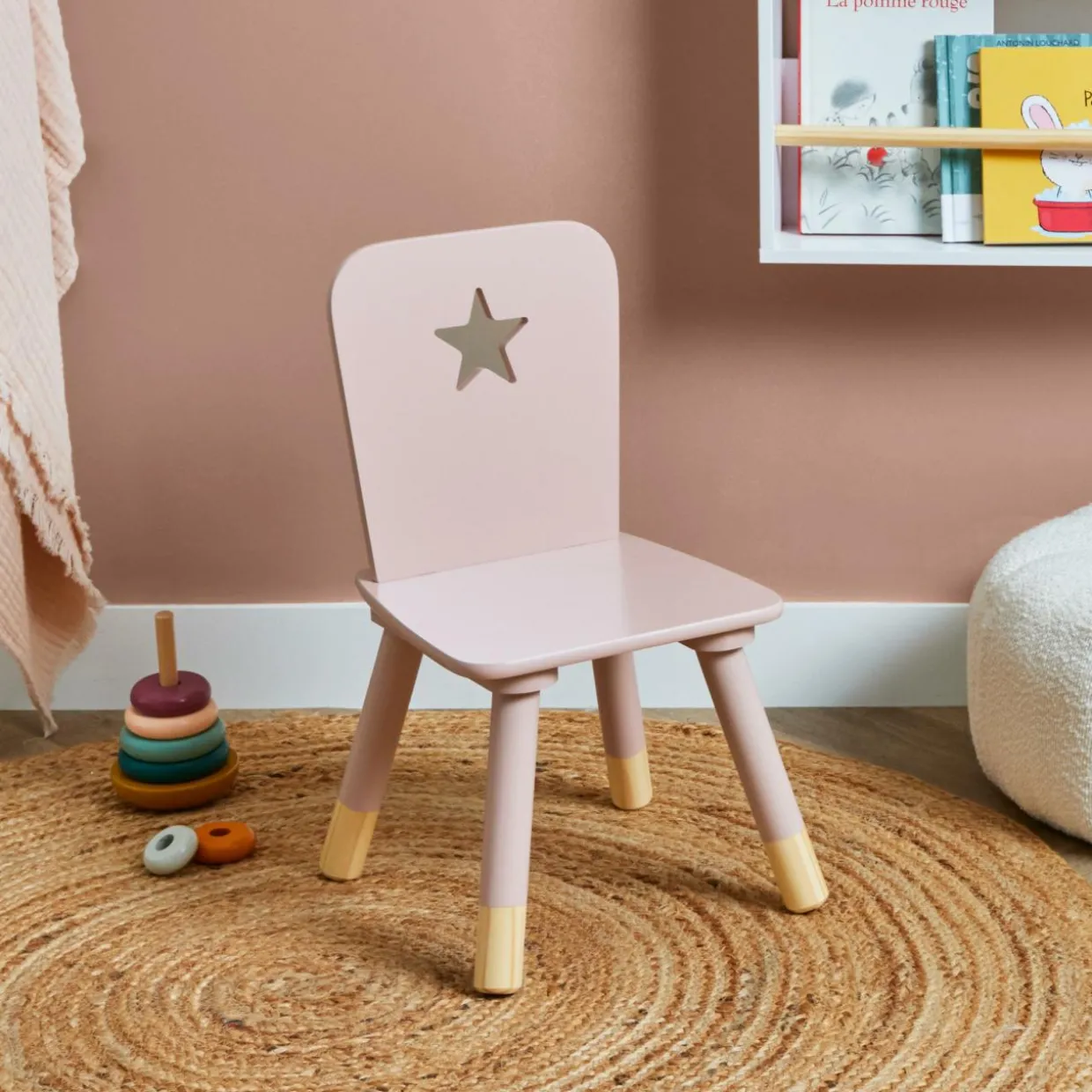 Chaise enfant bois (H50 cm) Stars Rose