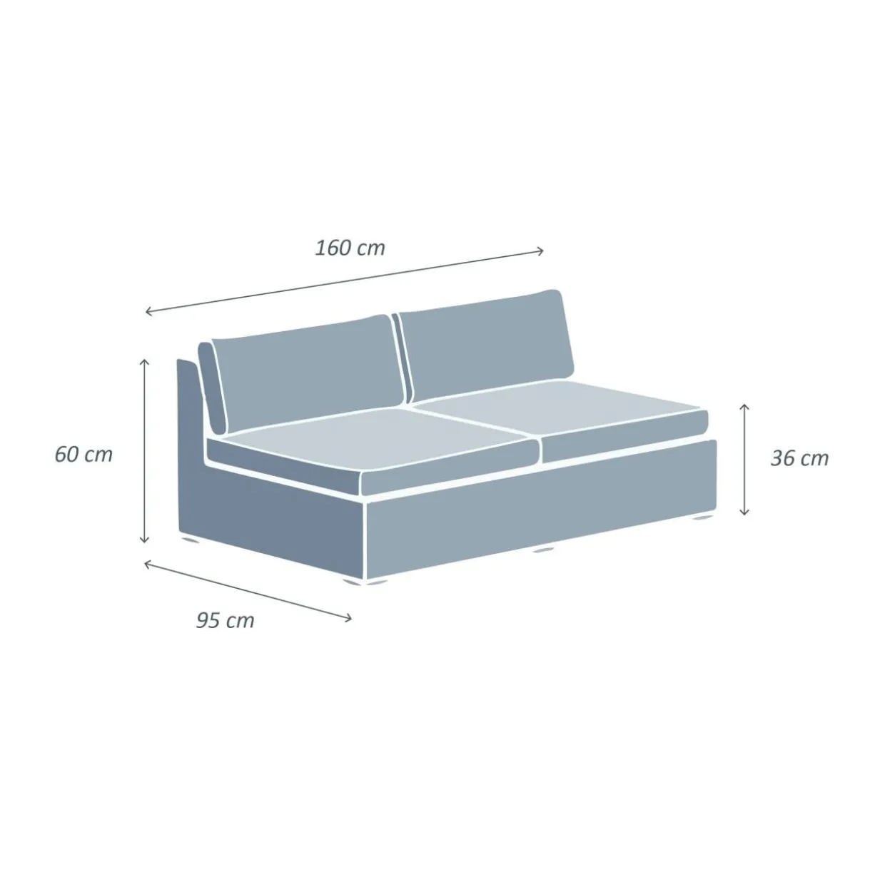 Chauffeuse de jardin en résine tressée 2 places Palma Gris et taupe