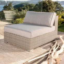 Chauffeuse de jardin en résine tressée Palma Gris et taupe