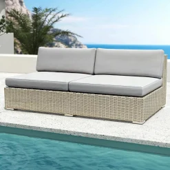 Chauffeuse de jardin en résine tressée 2 places Palma Gris