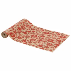 Chemin de table en jute (300 x 28 cm) Boules de Noël Rouge