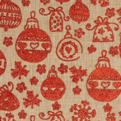 Chemin de table en jute (300 x 28 cm) Boules de Noël Rouge
