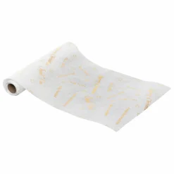 Chemin de table Noël (500 x 28 cm) Message Blanc et or