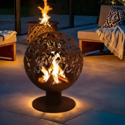 Cheminée brasero extérieur (D50 x H63 cm) Ajourée Rouille