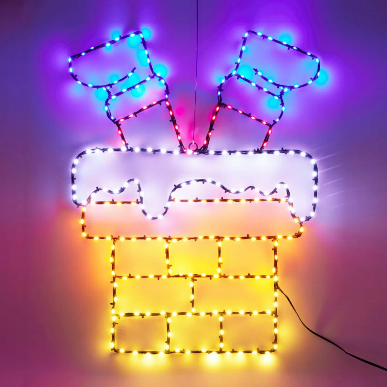 Cheminée lumineuse 223 LED (H60 cm) Néon effet flash Multicolore