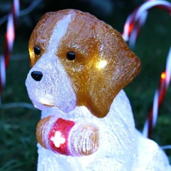 Chien lumineux 40 LED (H38 cm) Saint Bernard Blanc froid