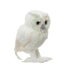Chouette de Noël à poser (H15 cm) Merveille Blanc irisé